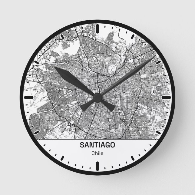 Relógio Redondo Santiago Clock City Line Art (Frente)