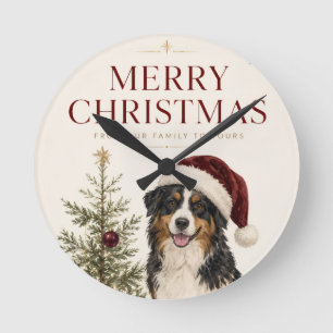 Relógio Redondo Saudação de Natal para Amantes de Cachorros