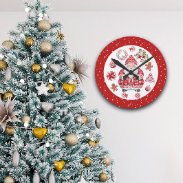 Relógio Redondo Scandinávia Santa Claus Red