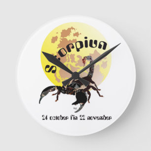 Relógio Redondo Scorpiun 24 de outubro de 22 de novembro Uhr