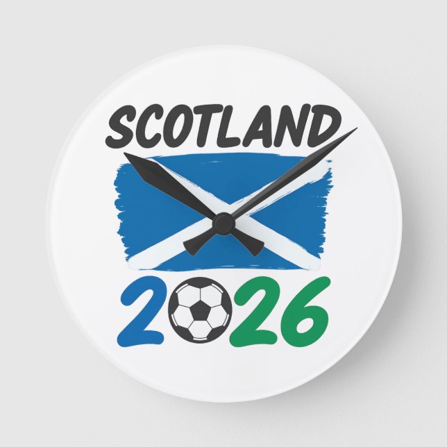 Relógio Redondo Scotland 2026 Soccer Fan Design / Saltire and Foot (Frente)