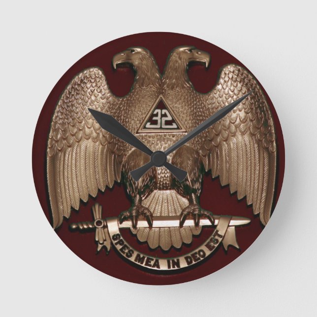 Relógio Redondo Scottish Rite 32° Mason Double Eagle Red (Frente)