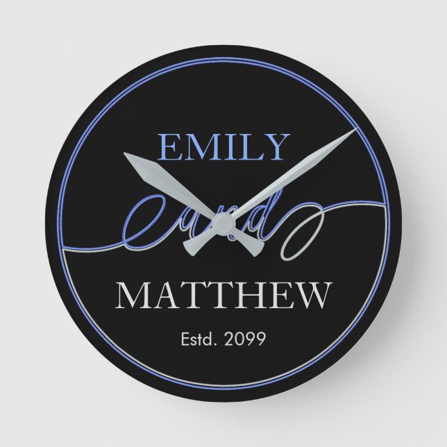 Relógio Redondo Script de rico com Casal Wall Clock (Frente)