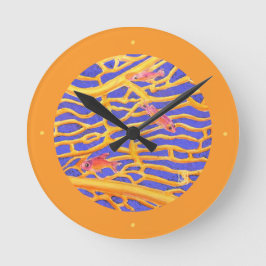 Relógio Redondo Sea Goldies Lace Coral Round Acrywall Clock