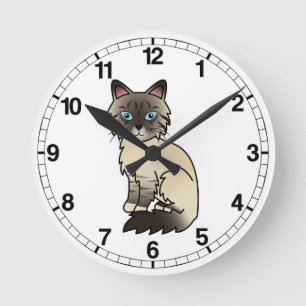 Relógio Redondo Seal Point Tabby Birman / Ragdoll Cat