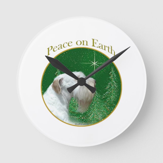 Relógio Redondo Sealyham Terrier Peace on Earth (Frente)