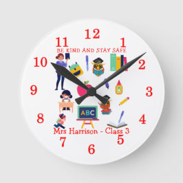 Relógio Redondo Seja gentil Mantenha-Se Seguro Professor Estudante