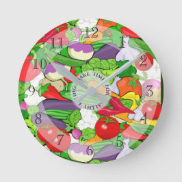 Relógio Redondo Seleção Colorida de Vegetais