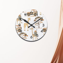 Relógio Redondo Selgle Safari com Girafas Padrão de Enfermeiro
