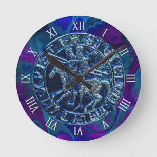 Relógio Redondo Selo Medieval dos Cavaleiros Templários