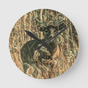 Relógio Redondo selvagem de camuflagem Camouflage veado-branco