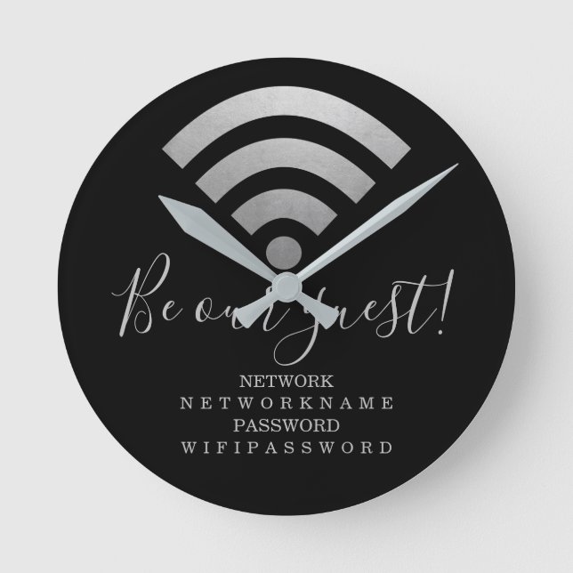 Relógio Redondo Senha e rede de Wifi personalizadas (Frente)