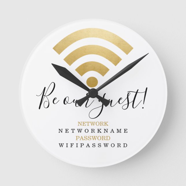 Relógio Redondo Senha Wifi e Rede Personalizada (Frente)