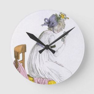 Relógio Redondo Senhora que veste um negligee, do "traje