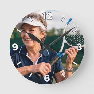 Relógio Redondo Senior Woman Tennis Player Sports Decor