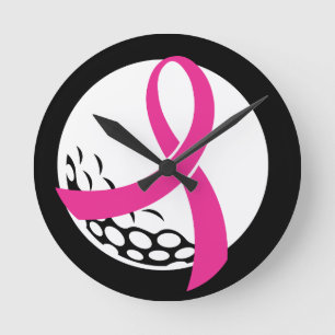 Relógio Redondo Sensibilização do Cancer de Fita Rosa de Golfe