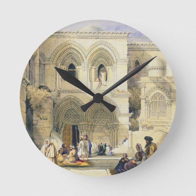 Relógio Redondo Sepulchre santamente, em Jerusalem (litho da cor) (Frente)