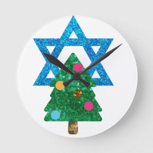 Relógio Redondo sequin christmukkah hanukkah