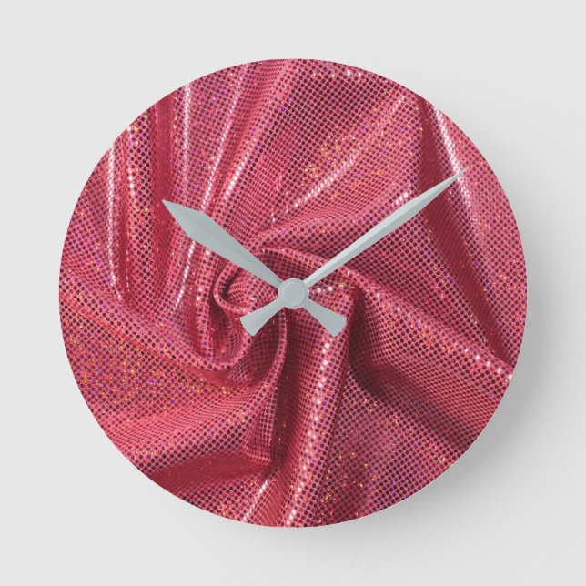 Relógio Redondo Sequin sparkle coral rosa (Frente)
