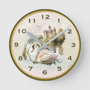 Relógio Redondo Serene Swan Wall Clock Blush