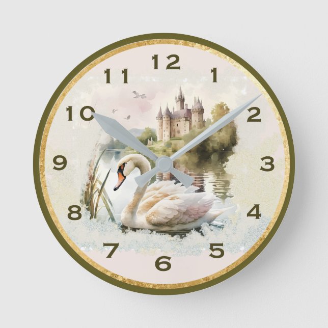 Relógio Redondo Serene Swan Wall Clock Blush (Frente)
