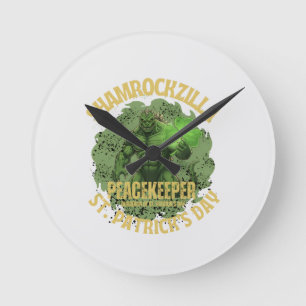 Relógio Redondo Shamrockzilla Pacificador: Dia de São Patrício Kai