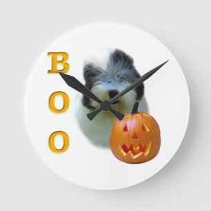 Relógio Redondo Sheepdog Halloween Boo