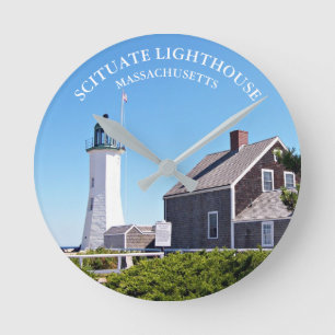 Relógio Redondo Shituate Lighthouse Massachusetts Wall Clock
