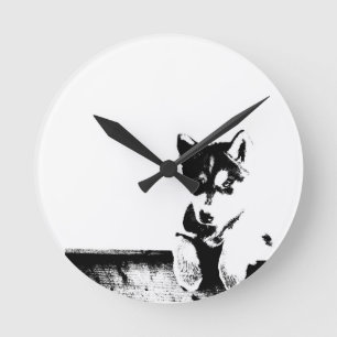 Relógio Redondo Siberian Husky Puppy