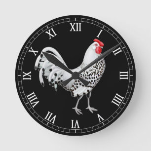 Relógio Redondo Silver Spangled Hamburg Rooster Wall Clock