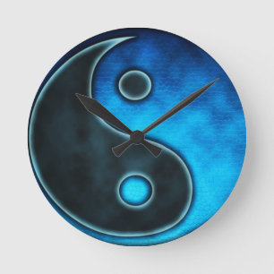 Relógio Redondo Símbolo azul de Yin Yang