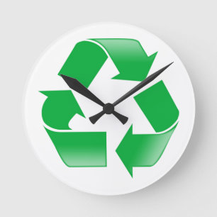 Relógio Redondo Símbolo Clássico de Reciclagem de Reciclagem