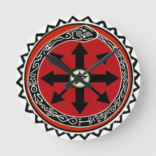 Relógio Redondo Símbolo de Bruxaria para o Caos