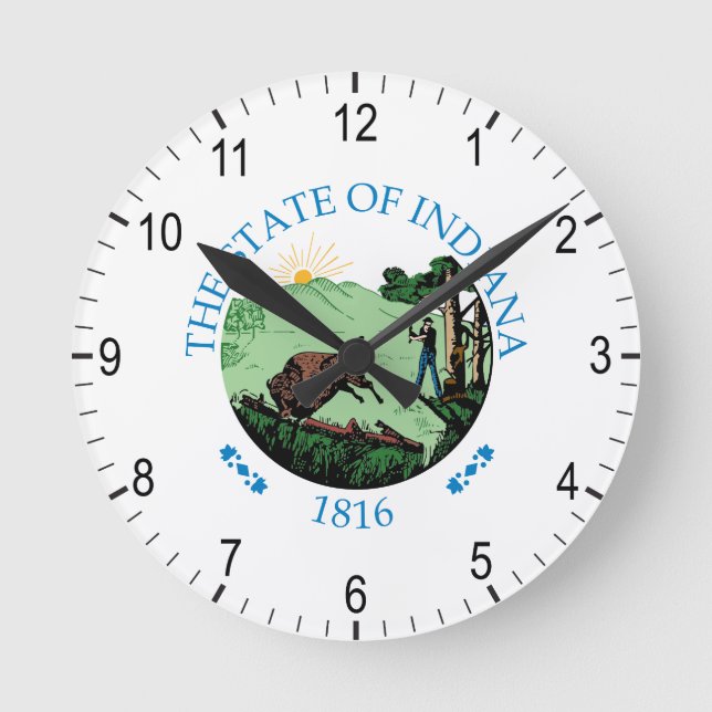 Relógio Redondo Símbolo de Indiana (Frente)