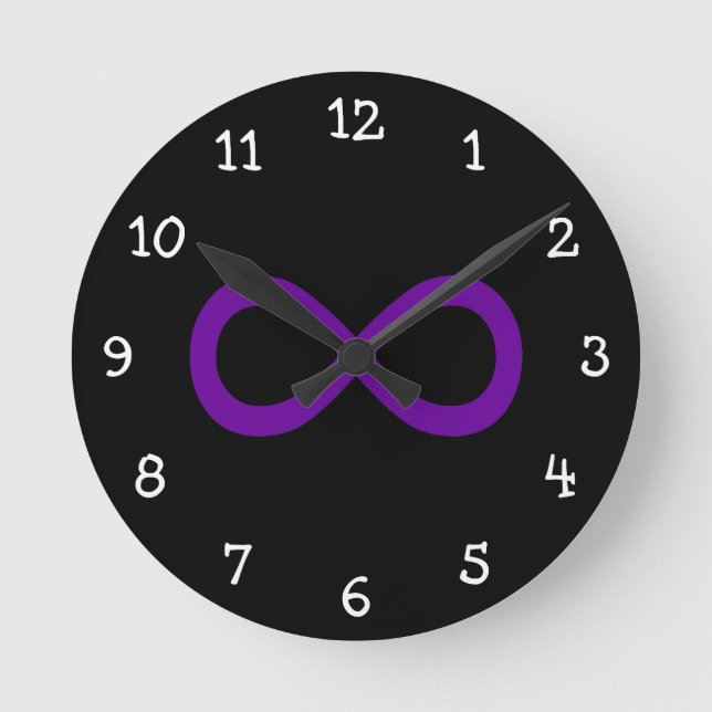 Relógio Redondo Símbolo de Infinito Roxo (Frente)