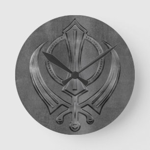 Relógio Redondo Símbolo de Khanda do ouro do metal do vintage