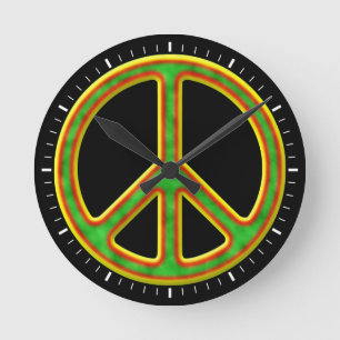 Relógio Redondo Símbolo de paz de Rasta