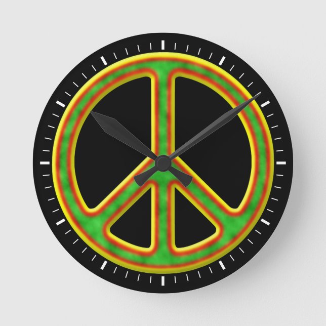 Relógio Redondo Símbolo de paz de Rasta (Frente)