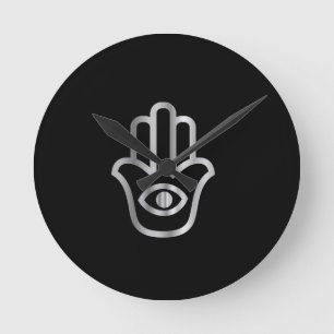Relógio Redondo Símbolo religioso de Khamsa da Mão de Fatima