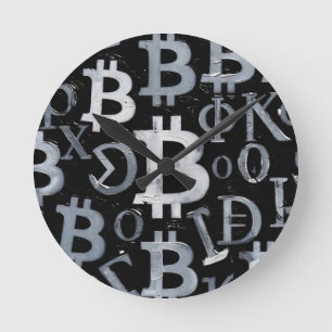 Relógio Redondo Símbolos de Bitcoin (Estilo: 1)