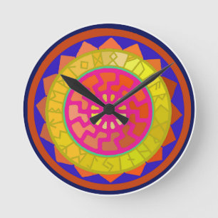 Relógio Redondo Símbolos do Calendário Celta das Runas do Sol