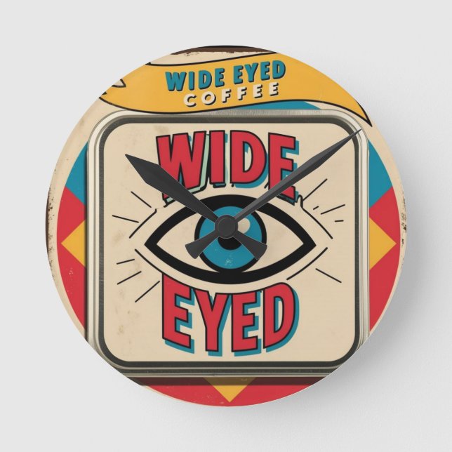 Relógio Redondo Sinal de anúncio de cometal com café eted largo (Frente)