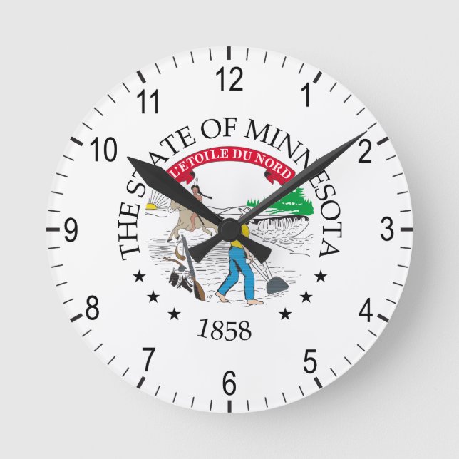 Relógio Redondo Sinal de Minnesota (Frente)