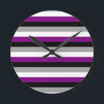 Relógio Redondo Sinalizador de Orgulho Asexual<br><div class="desc">Roupa de Orgulho Asexual para Todos! Procure mais de 1.000 Orgulho gay,  Humor,  Igualdade,  Slang e Designs de Cultura. O Gay mais exclusivo,  Bi lésbica,  Trans,  Queer e Roupa intersexual na web. Você encontrará tudo de Gay a Z em http://www.LgbtShirts.com ENCONTRE-NOS EM: A WEB: http://www.LgbtShirts.com FACEBOOK: http://www.facebook.com/glbtshirts TWITTER: http://www.twitter.com/glbtshirts</div>