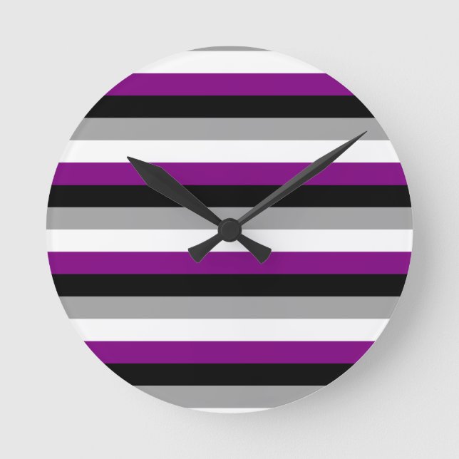 Relógio Redondo Sinalizador de Orgulho Asexual (Frente)