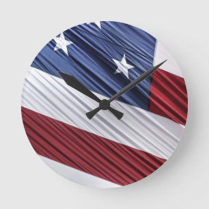 Relógio Redondo Sinalizador Patriótico Americano Vermelho, Branco