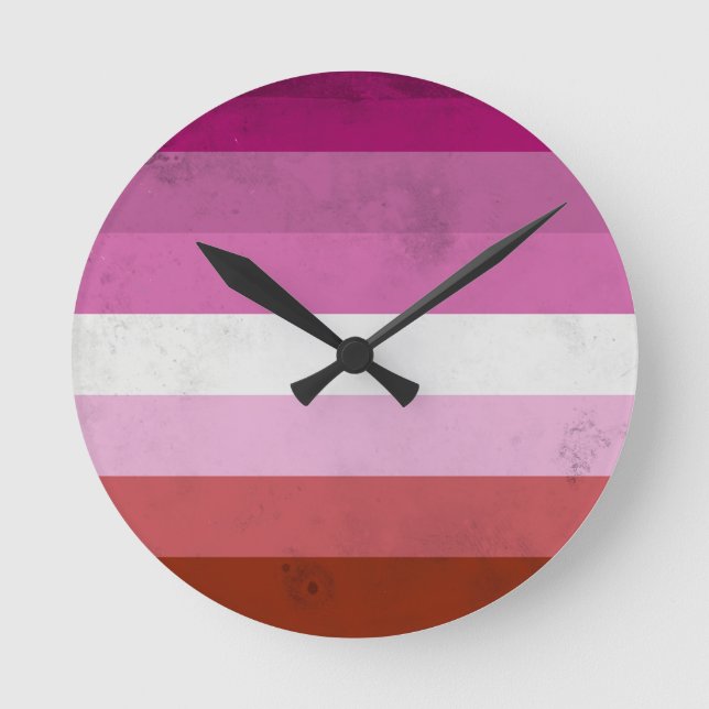 Relógio Redondo Sinalizador rosa lésbica (Frente)
