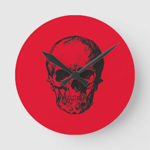 Relógio Redondo Skull Red Pop Art