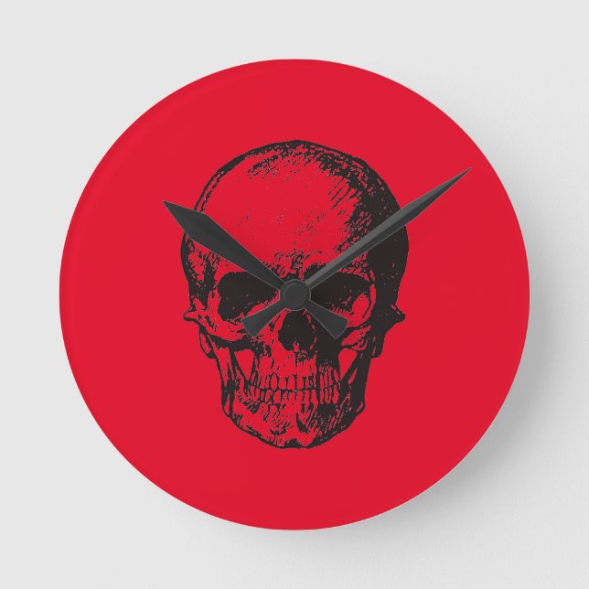 Relógio Redondo Skull Red Pop Art (Frente)