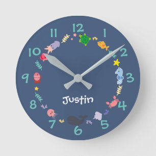 Relógio Redondo Sob o ninhal do Sea Kids Nursery Wall Clock